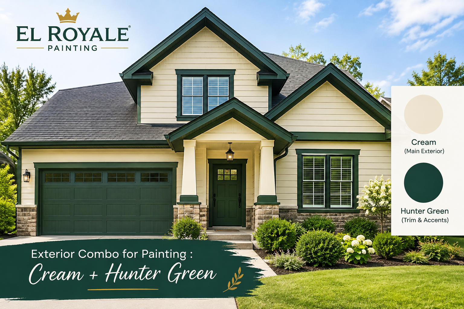 Exterior Combo for Painting: Cream + Hunter Green